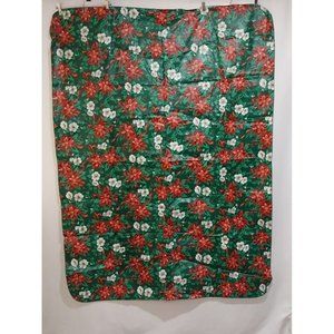 Vintage Christmas 67x51 Rectangle Vinyl Poinsettia Tablecloth Waterproof Read...